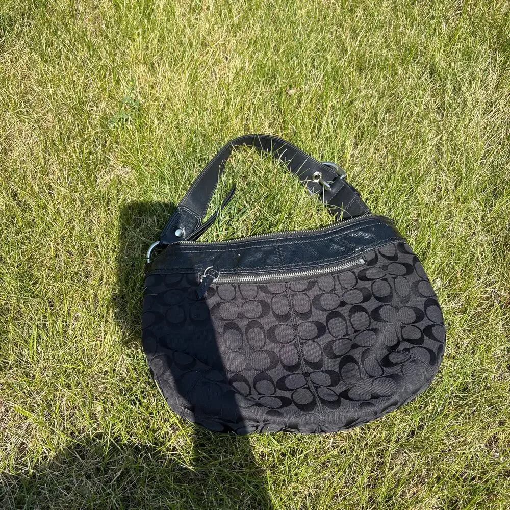 Black Coach SoHo Pleated Signature Hobo (F13740)